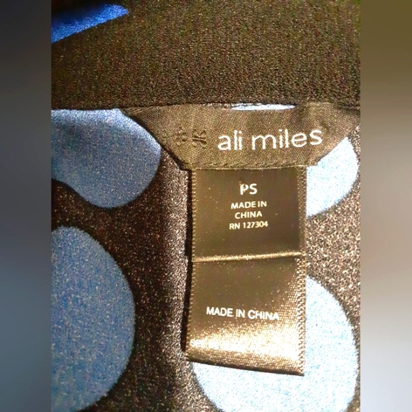 Ali Miles Ladies Black/Blue Polka Dot Blouse/Top - Picture 10 of 11